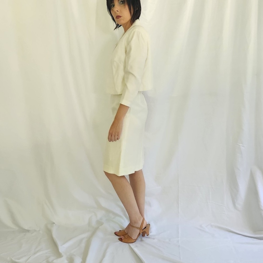 60s Ivory Wiggle Dress With‎ Jacket - Picture 5 of 8